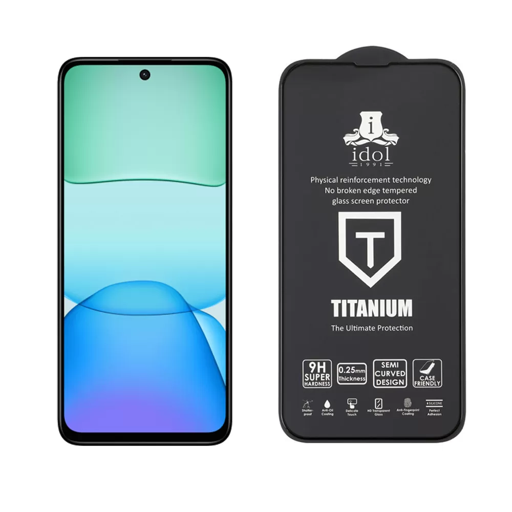 IDOL 1991 TEMPERED GLASS XIAOMI REDMI 13 4G/POCO M6 4G 6.79" 9H 0.25mm TITANIUM SEMI CURVED FULL GLUE BLACK