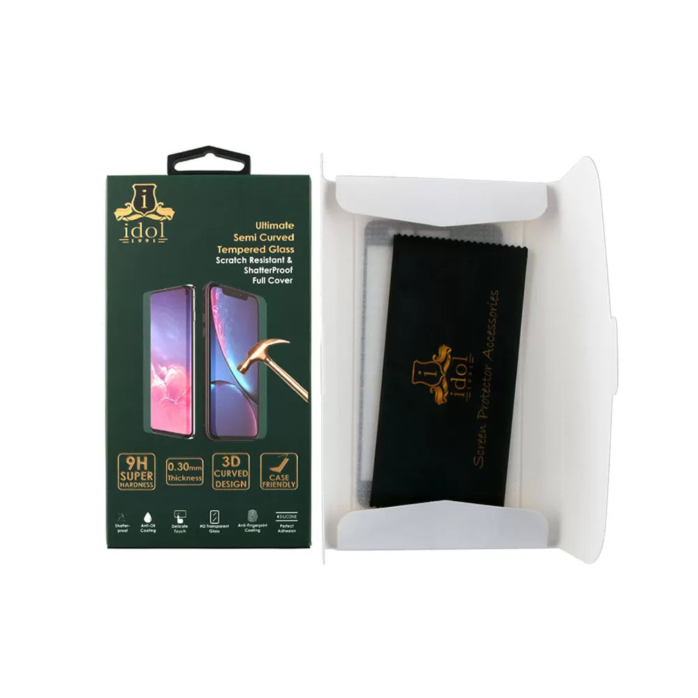 IDOL 1991 TEMPERED GLASS VIVO V30 5G 6.78" 9H 0.25mm 3D EDGE GLUE SEMI CURVED FINGER UNLOCK BLACK