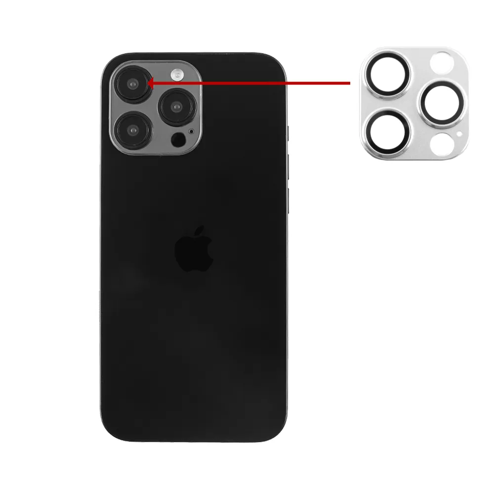 VOLTE-TEL CAMERA GLASS COVER IPHONE 16 PRO 6.3"/IPHONE 16 PRO MAX 6.9" 9H 0.30MM 3D AR ALUMINIUM-ELECTROPLATING FRAME SILVER