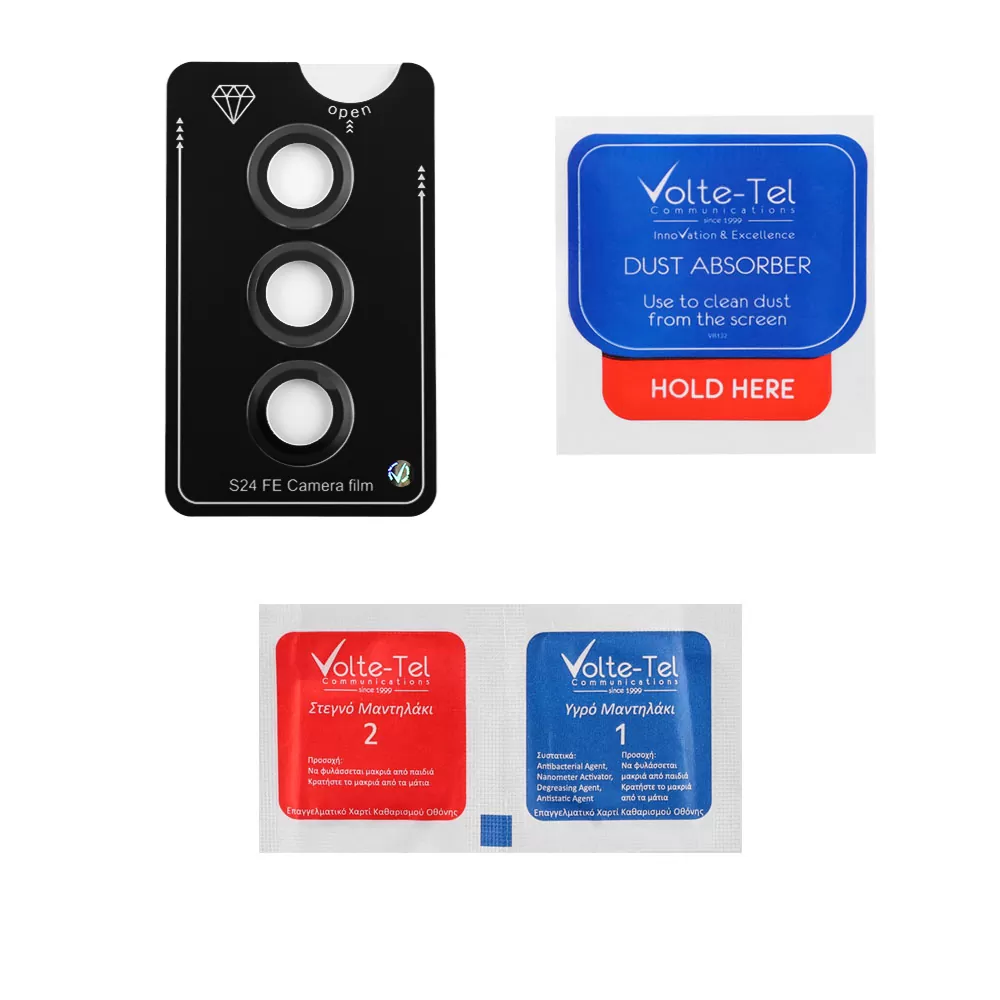 VOLTE-TEL CAMERA GLASS COVER SAMSUNG S24 5G S921 6.2" 9H 0.30MM EASY APPLICATION BLACK