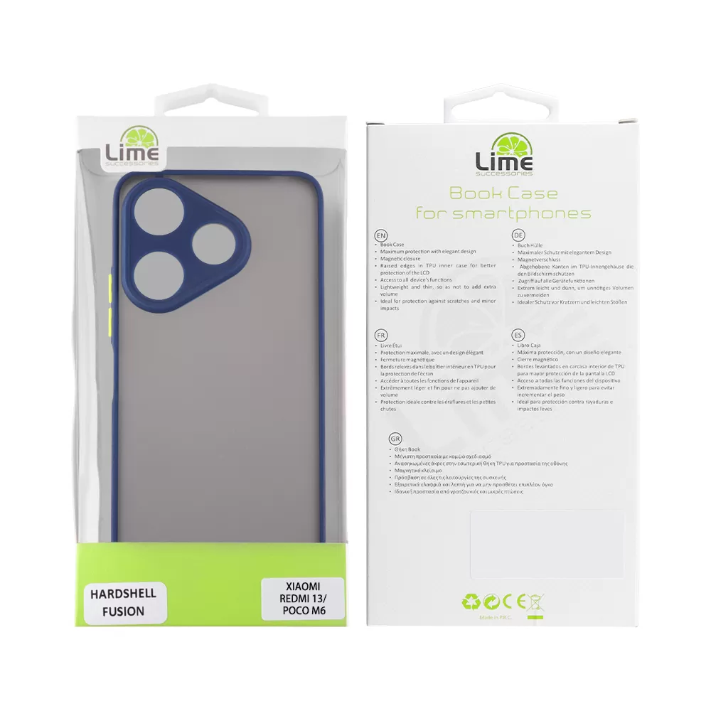 LIME ΘΗΚΗ XIAOMI REDMI 13/ POCO M6 4G 6,79" HARDSHELL FUSION FULL CAMERA PROTECTION BLUE WITH YELLOW KEYS