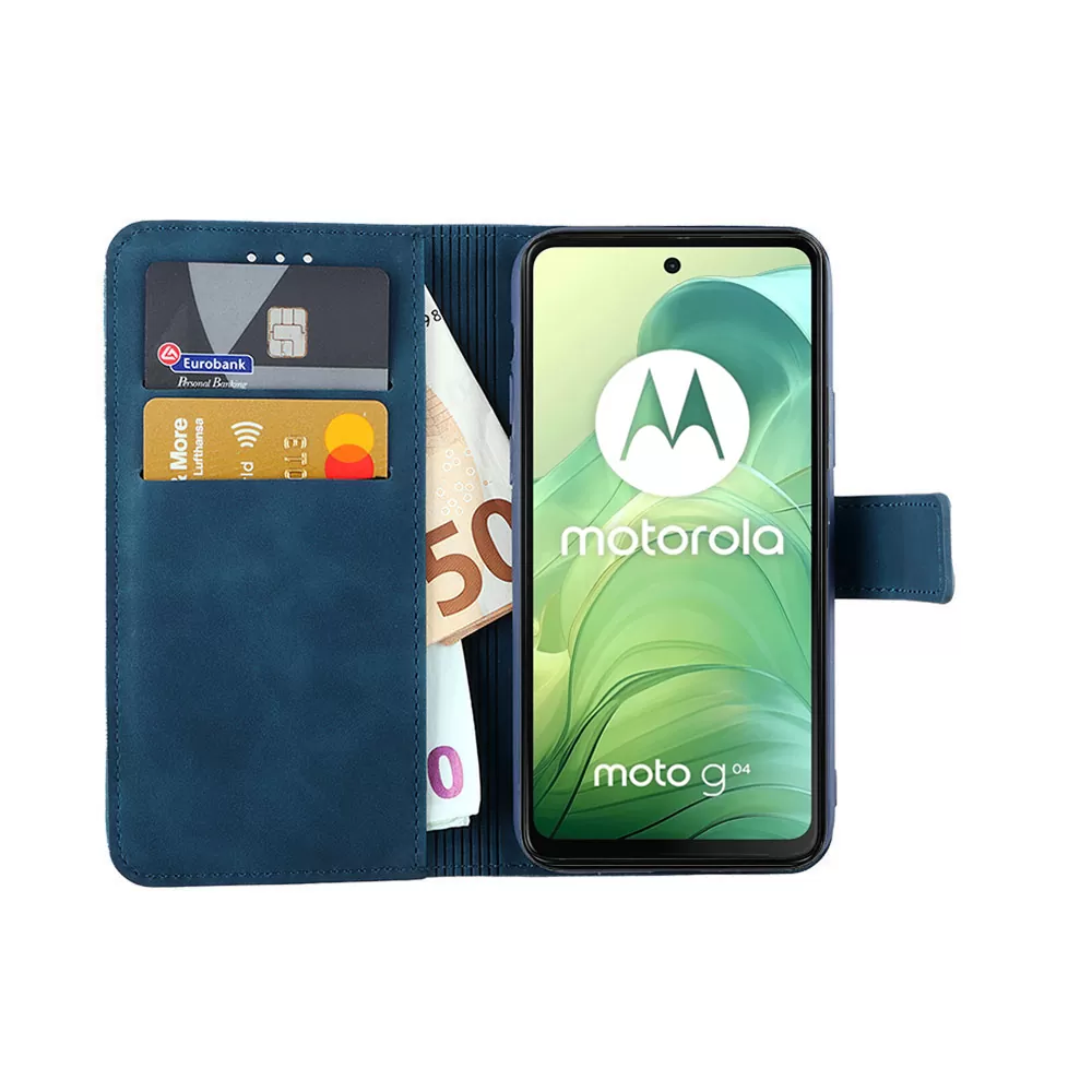 LIME ΘΗΚΗ MOTOROLA MOTO G04/MOTO G24/MOTO G04s 6.56" ESSENTIAL MAGNET BOOK STAND CLIP DARK BLUE