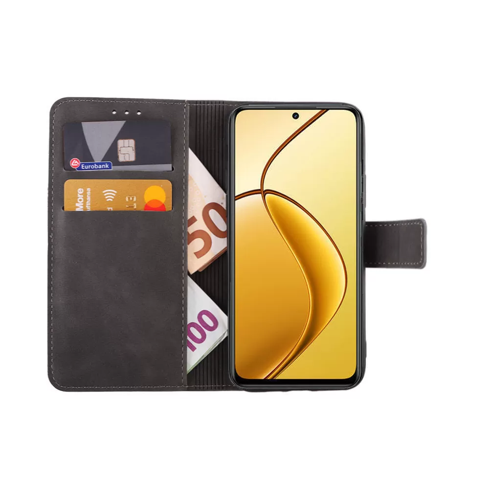 LIME ΘΗΚΗ REALME 12X 5G 6.67" ESSENTIAL MAGNET BOOK STAND CLIP GREY