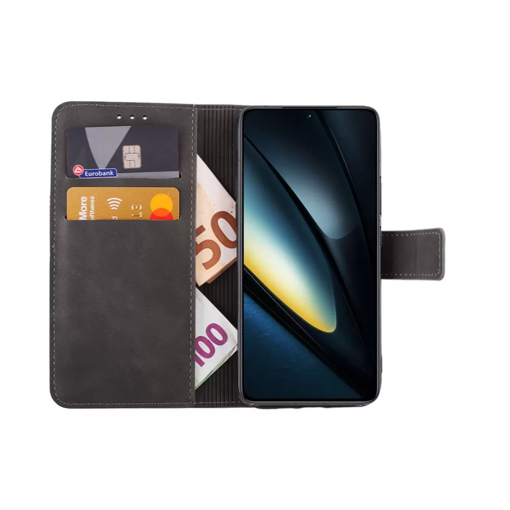 LIME ΘΗΚΗ XIAOMI POCO F6 PRO 5G 6.67" ESSENTIAL MAGNET BOOK STAND CLIP GREY