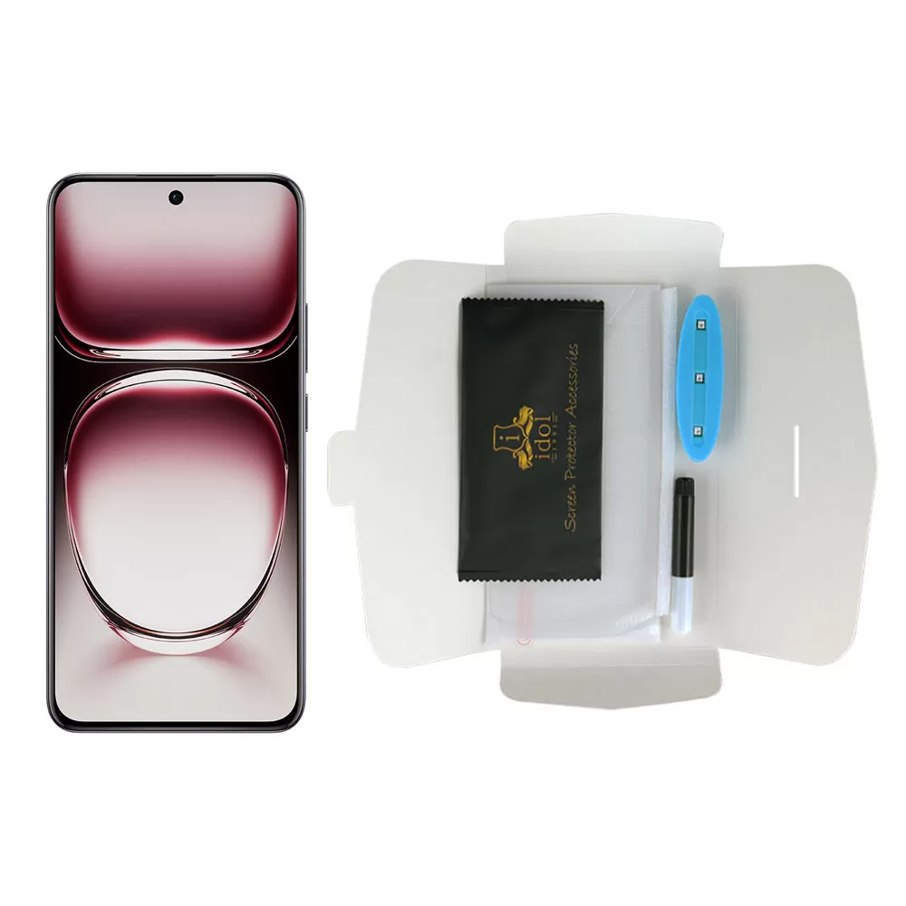 IDOL 1991 TEMPERED UV GLASS OPPO RENO 12 PRO 5G 6.7" 9H 0.20mm 10D SEMI WITH GLUE-TOOL FINGER UNLOCK FULL COVER TRANSPARENT