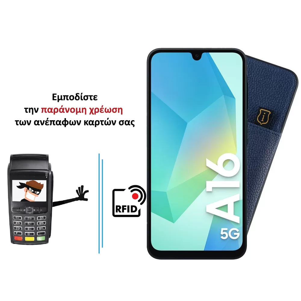 IDOL 1991 ΘΗΚΗ SAMSUNG A16 4G A165/A16 5G A166 6.7" ANTI-RFID LEATHER SMART WALLET CAMERA GUARD BLUE - Image 4
