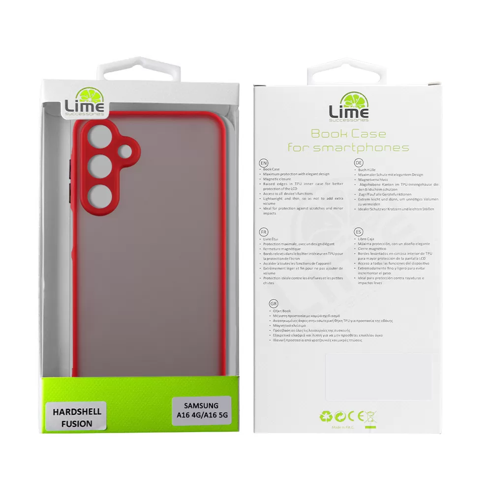 LIME ΘΗΚΗ SAMSUNG A16 4G A165/A16 5G A166 6.7" HARDSHELL FUSION FULL CAMERA PROTECTION RED WITH BLACK KEYS - Image 2