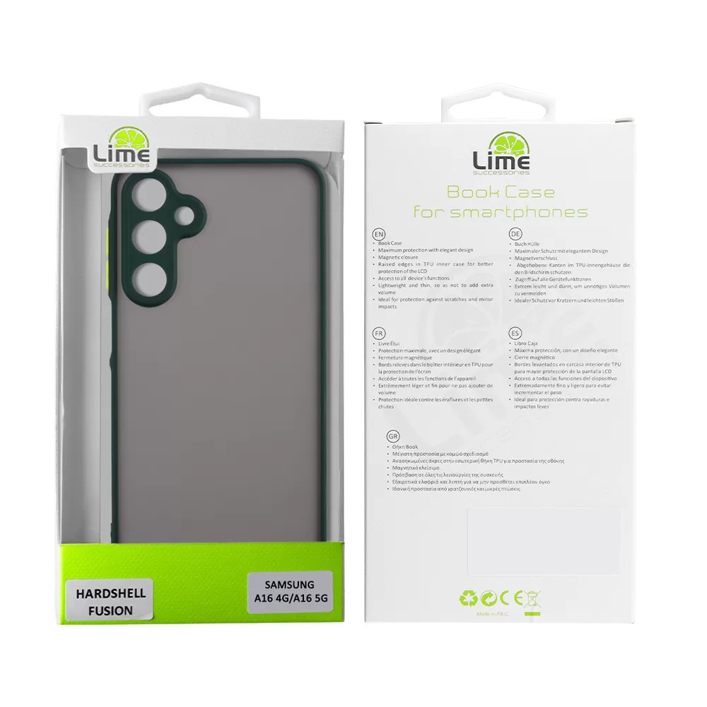 LIME ΘΗΚΗ SAMSUNG A16 4G A165/A16 5G A166 6.7" HARDSHELL FUSION FULL CAMERA PROTECTION GREEN WITH YELLOW KEYS - Image 2