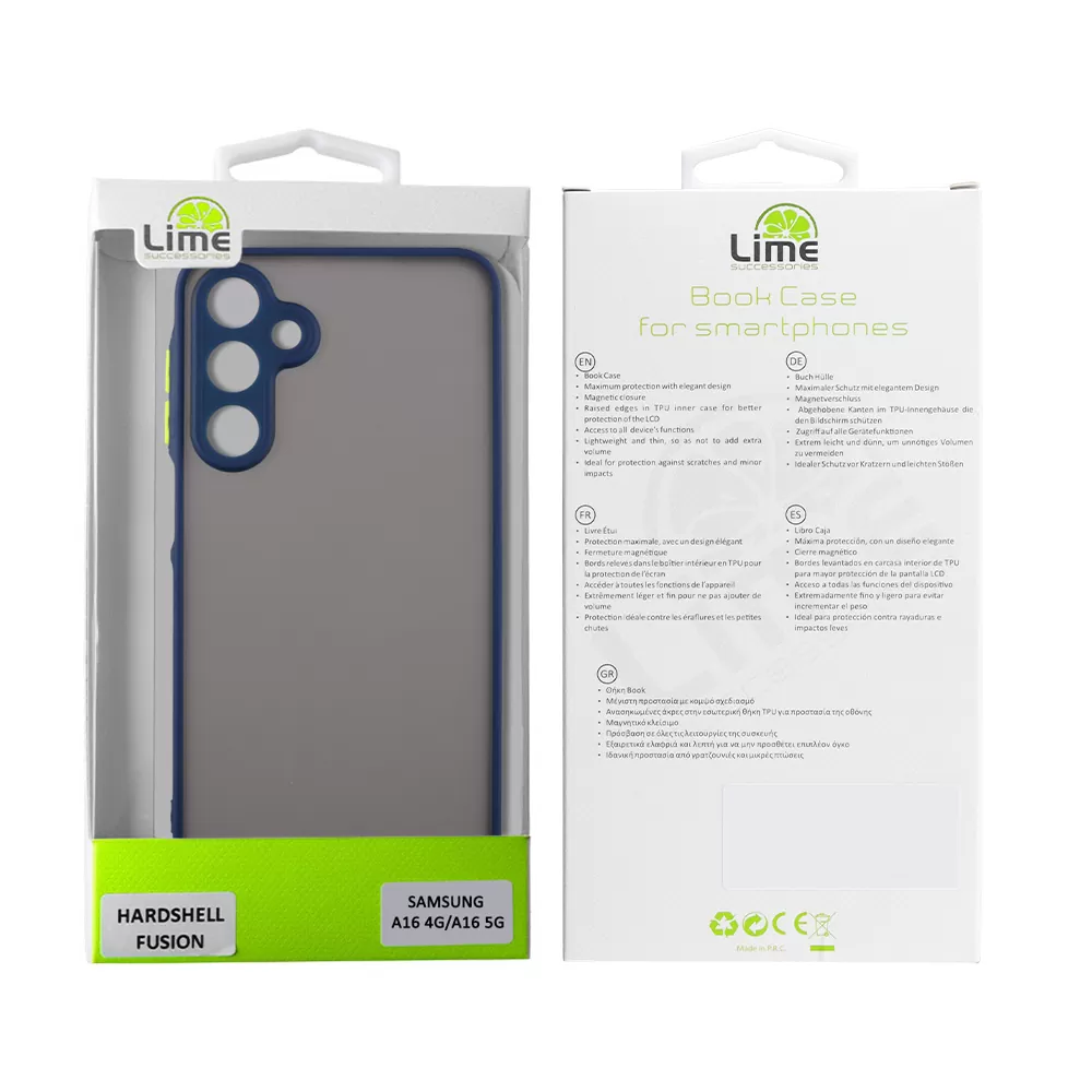 LIME ΘΗΚΗ SAMSUNG A16 4G A165/A16 5G A166 6.7" HARDSHELL FUSION FULL CAMERA PROTECTION BLUE WITH YELLOW KEYS - Image 2