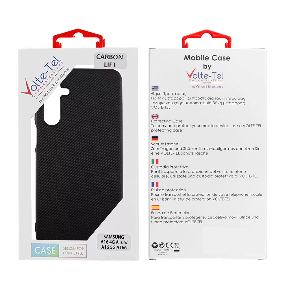 VOLTE-TEL ΘΗΚΗ SAMSUNG A16 4G A165/A16 5G A166 6.7" CARBON LIFT CAMERA GUARD PROTECTION BLACK - Image 2