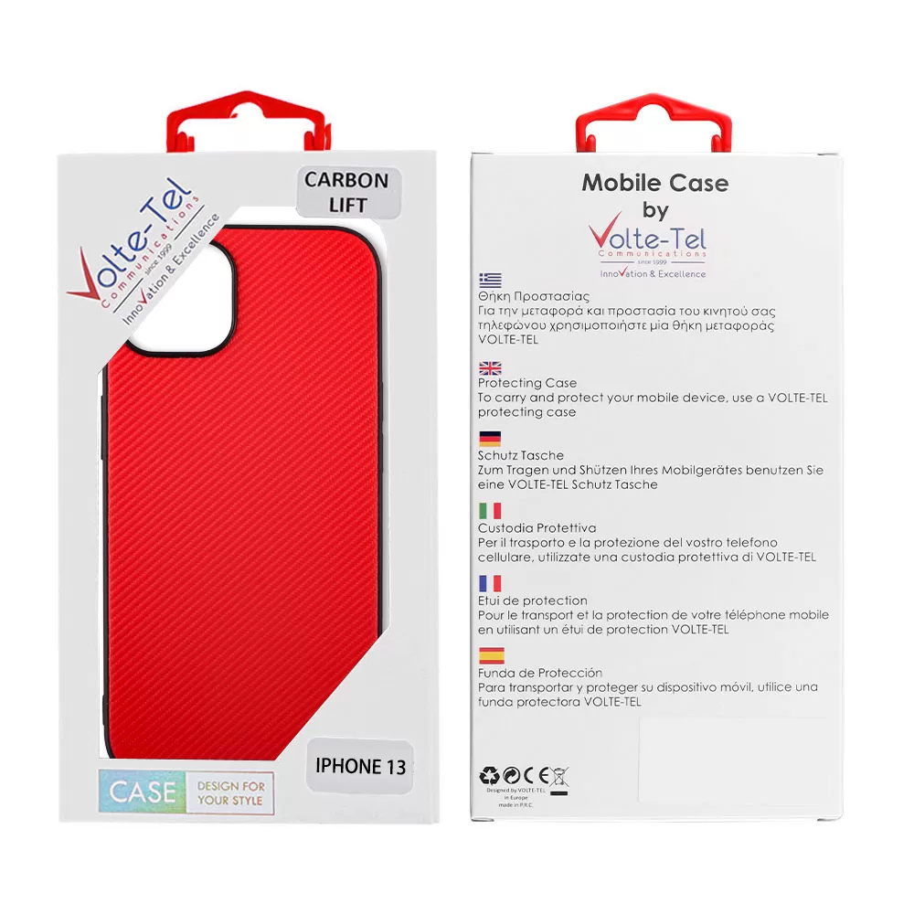 VOLTE-TEL ΘΗΚΗ IPHONE 13 6.1" CARBON LIFT CAMERA GUARD RED - Image 2