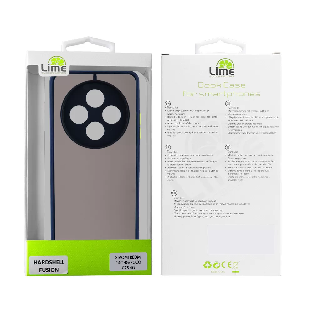 LIME ΘΗΚΗ XIAOMI REDMI 14C/ REDMI A4/ POCO C75/ POCO M7 6.88" HARDSHELL FUSION FULL CAMERA PROTECTION BLUE WITH YELLOW KEYS - Image 2