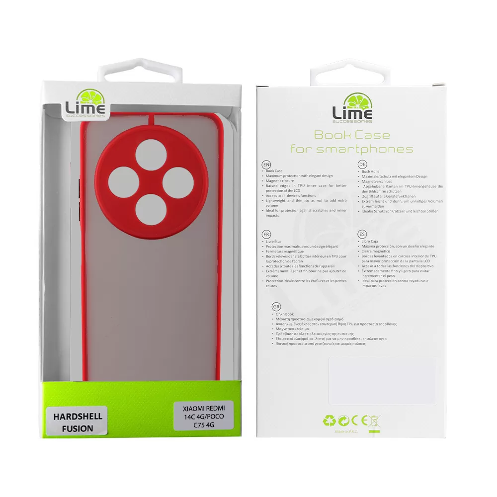 LIME ΘΗΚΗ XIAOMI REDMI 14C/ REDMI A4/ POCO C75/ POCO M7 6.88" HARDSHELL FUSION FULL CAMERA PROTECTION RED WITH BLACK KEYS - Image 2
