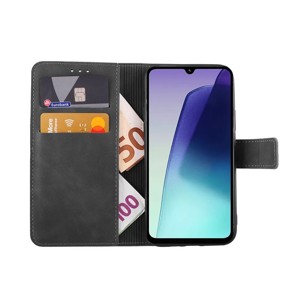 LIME ΘΗΚΗ XIAOMI REDMI 14C 4G/POCO C75 4G 6.88" ESSENTIAL MAGNET BOOK STAND CLIP GREY