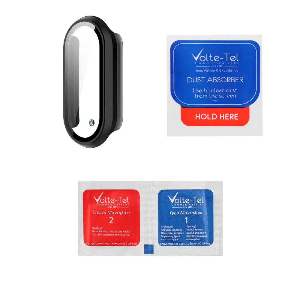 VOLTE-TEL TEMPERED GLASS XIAOMI SMART BAND 9/9NF 1.62" 9H 0.30mm PC EDGE COVER WITH KEY 3D FULL GLUE FULL COVER BLACK