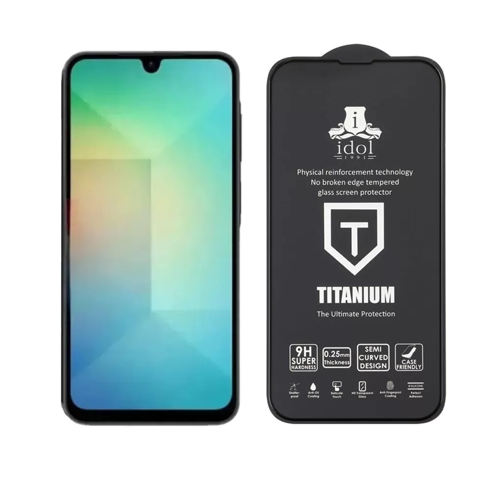 IDOL 1991 TEMPERED GLASS SAMSUNG A26 A266 6.64" 9H 0.25mm TITANIUM SEMI CURVED FULL GLUE BLACK - Image 5
