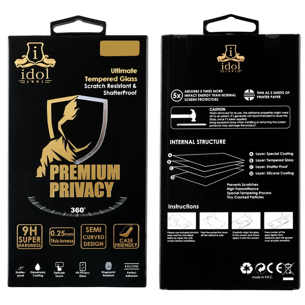 IDOL 1991 TEMPERED GLASS SAMSUNG A56 5G A566 6.7" 9H 0.25mm PREMIUM PRIVACY ANTISPY SEMI CURVED FULL GLUE BLACK - Image 2