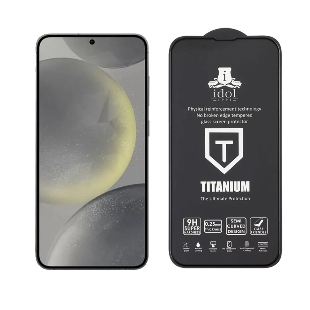 IDOL 1991 TEMPERED GLASS SAMSUNG S25 5G 6.2" 9H 0.2mm TITANIUM SEMI CURVED FINGER UNLOCK FULL GLUE ULTRA THIN BLACK - Image 5