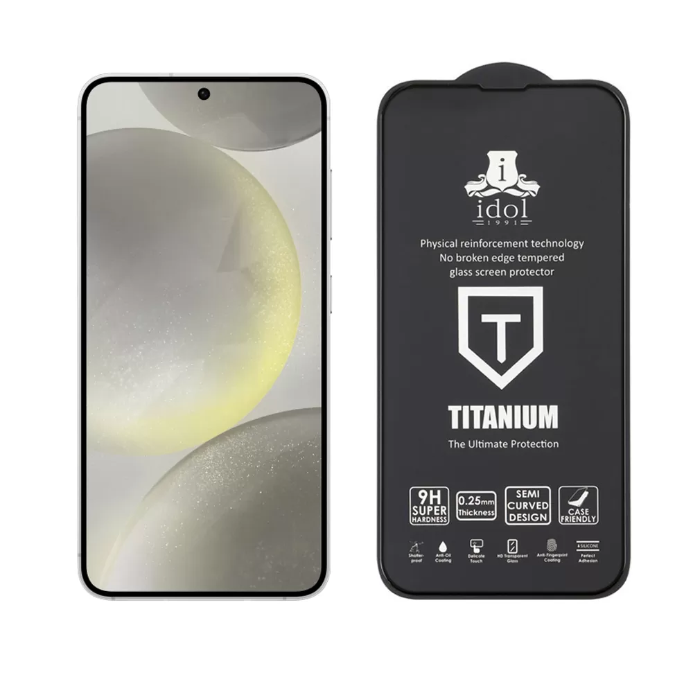 IDOL 1991 TEMPERED GLASS SAMSUNG S25 PLUS 5G 6.7" 9H 0.2mm TITANIUM SEMI CURVED FINGER UNLOCK FULL GLUE ULTRA THIN BLACK - Image 5