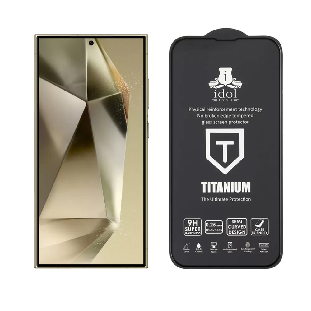 IDOL 1991 TEMPERED GLASS SAMSUNG S25 ULTRA 5G 6.9" 9H 0.2mm TITANIUM SEMI CURVED FINGER UNLOCK FULL GLUE ULTRA THIN BLACK - Image 5
