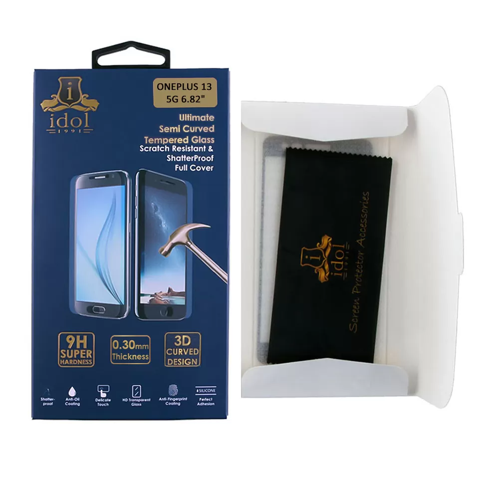IDOL 1991 TEMPERED GLASS ONEPLUS 13 5G 6.82" 9H 0.30mm 3D EDGE GLUE SEMI CURVED FINGER UNLOCK BLACK - Image 3