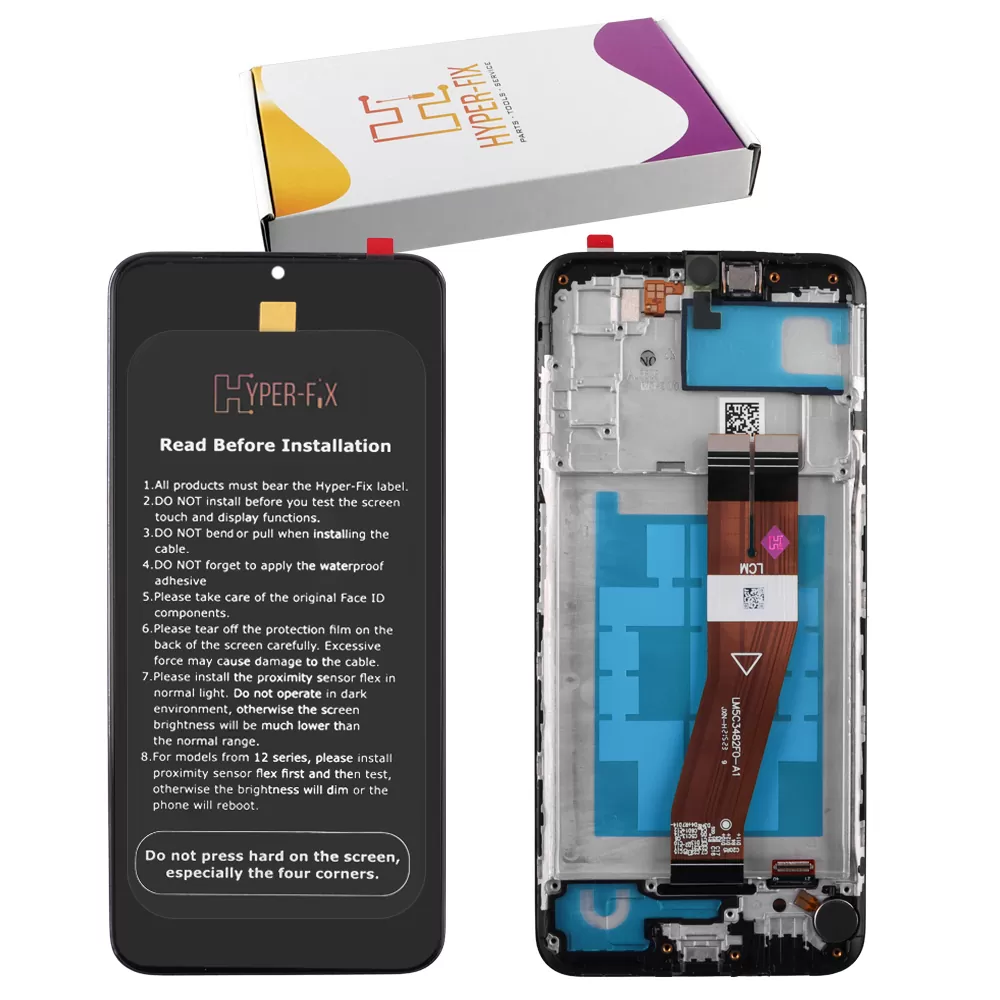 SAMSUNG A03s A037F ΟΘΟΝΗ+TOUCH SCREEN + LENS + FRAME HF-GH81-21232A BLACK HYPER-FIX SERVICE PACK