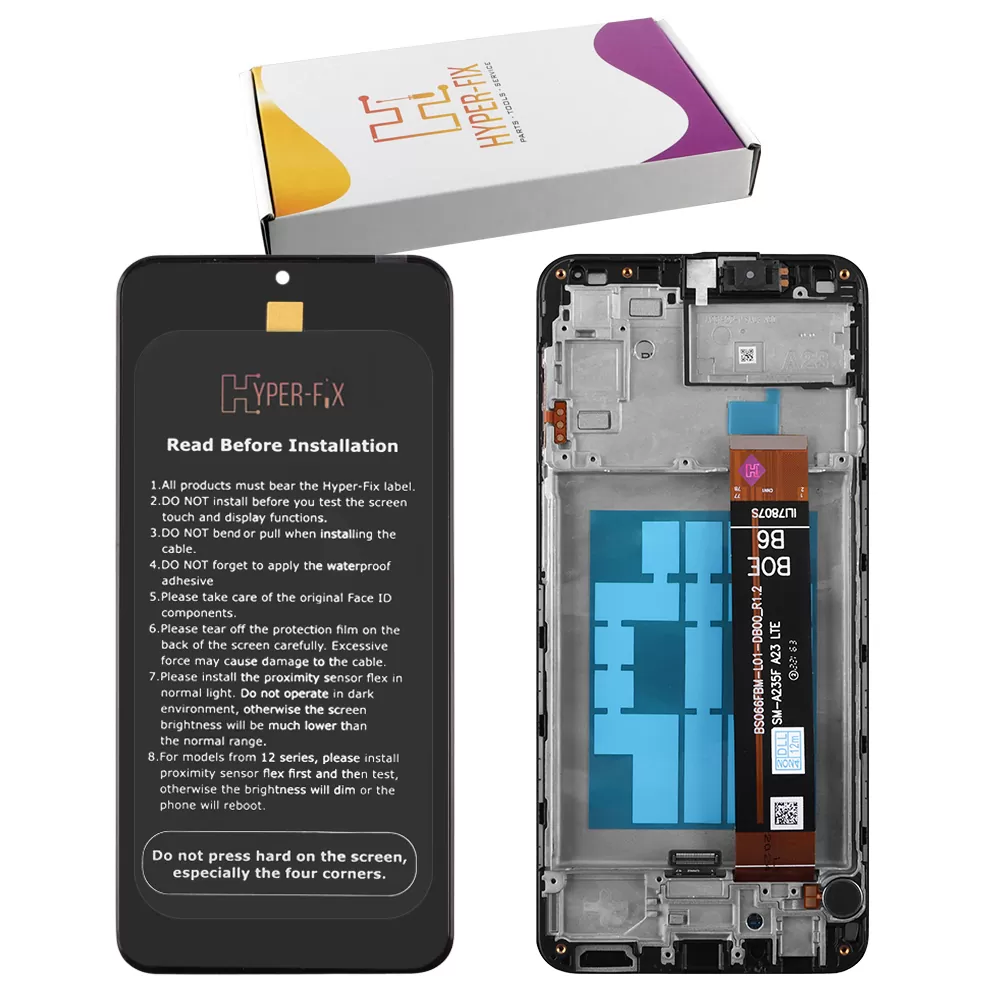 SAMSUNG A23 4G A235 ΟΘΟΝΗ+TOUCH SCREEN + LENS + FRAME HF-GH82-28563A BLACK HYPER-FIX SERVICE PACK
