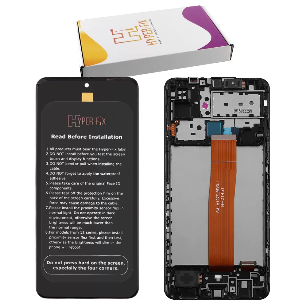 SAMSUNG M12 M127 ΟΘΟΝΗ+TOUCH SCREEN + LENS + FRAME HF-GH82-25042A BLACK HYPER-FIX SERVICE PACK