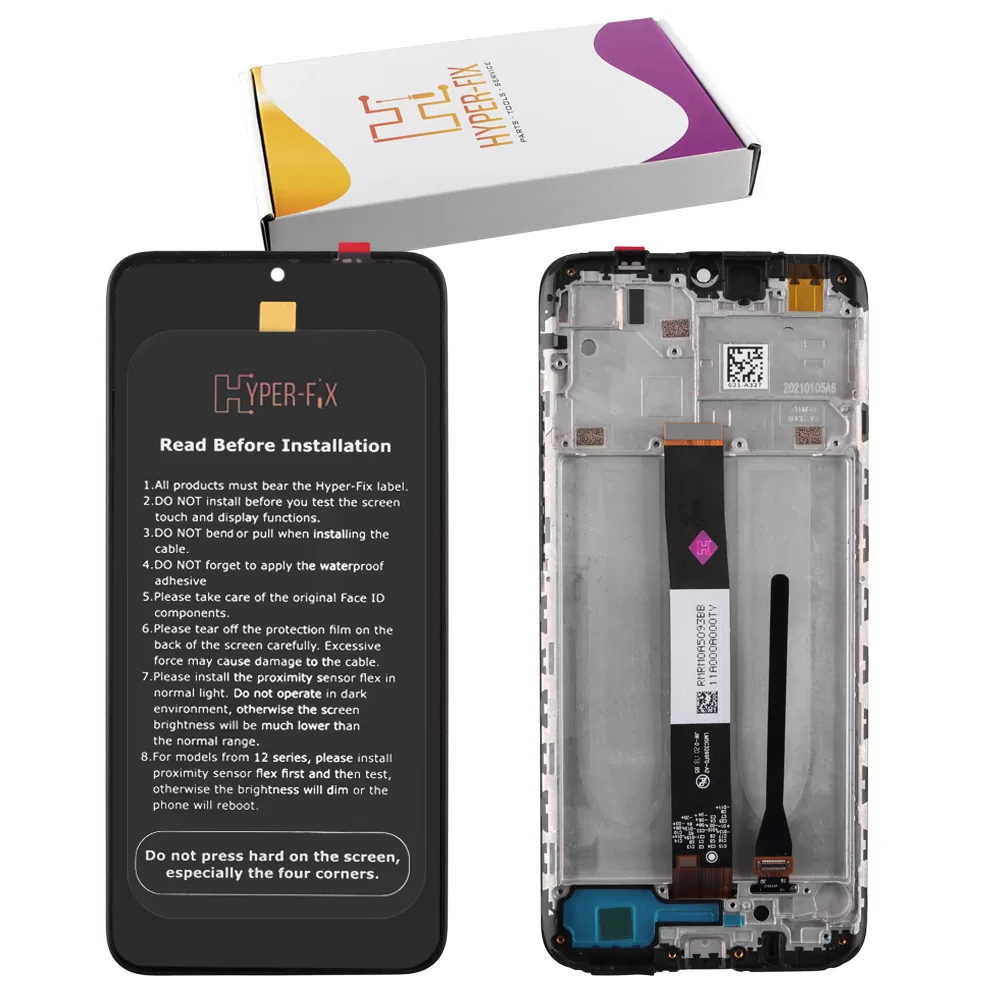 XIAOMI REDMI 9AT/9A/9C ΟΘΟΝΗ + TOUCH SCREEN + LENS + FRAME HF-560001C3LV00 BLACK HYPER-FIX SERVICE PACK