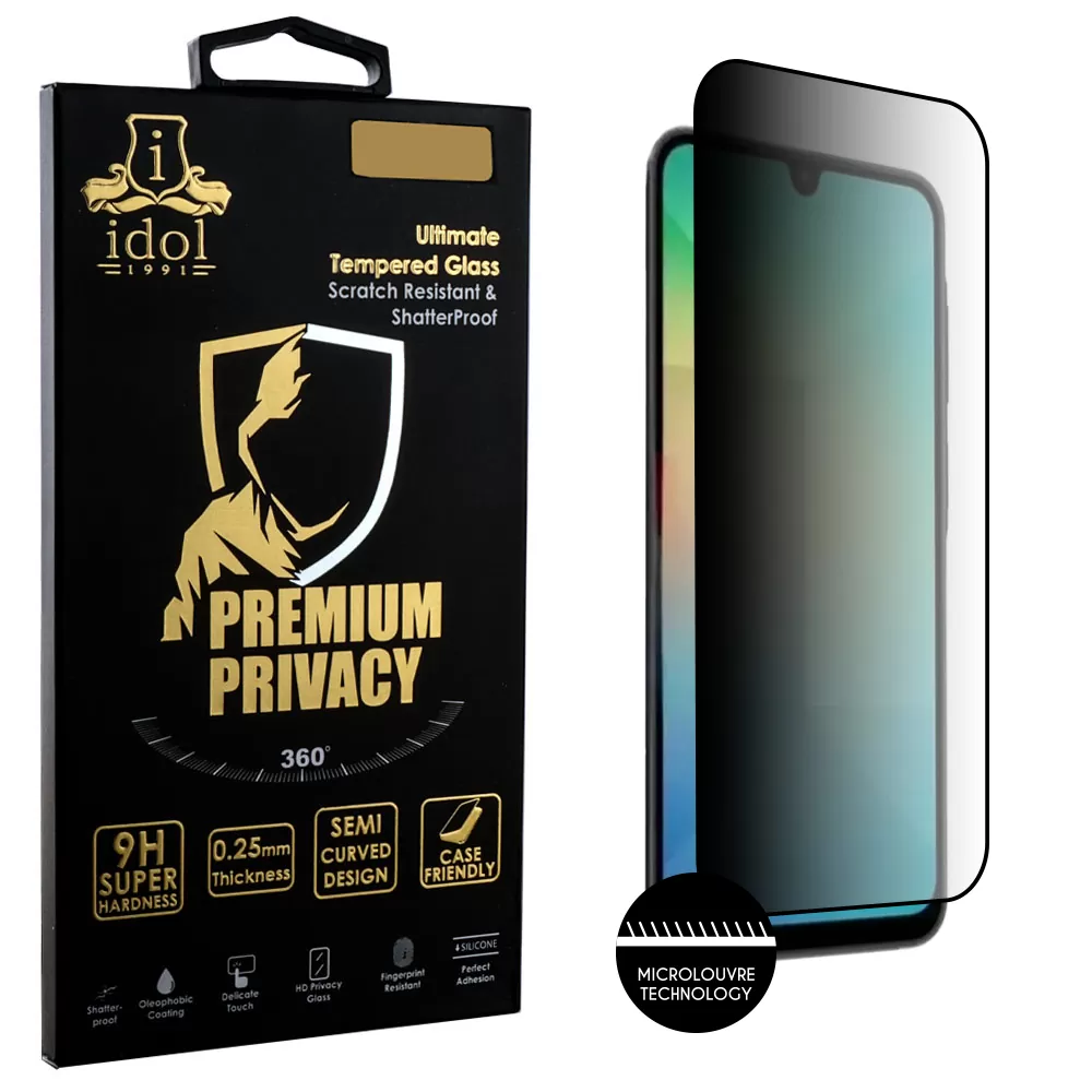 IDOL 1991 TEMPERED GLASS SAMSUNG A26 5G A266 6.64" 9H 0.25mm PREMIUM PRIVACY ANTISPY SEMI CURVED FULL GLUE BLACK
