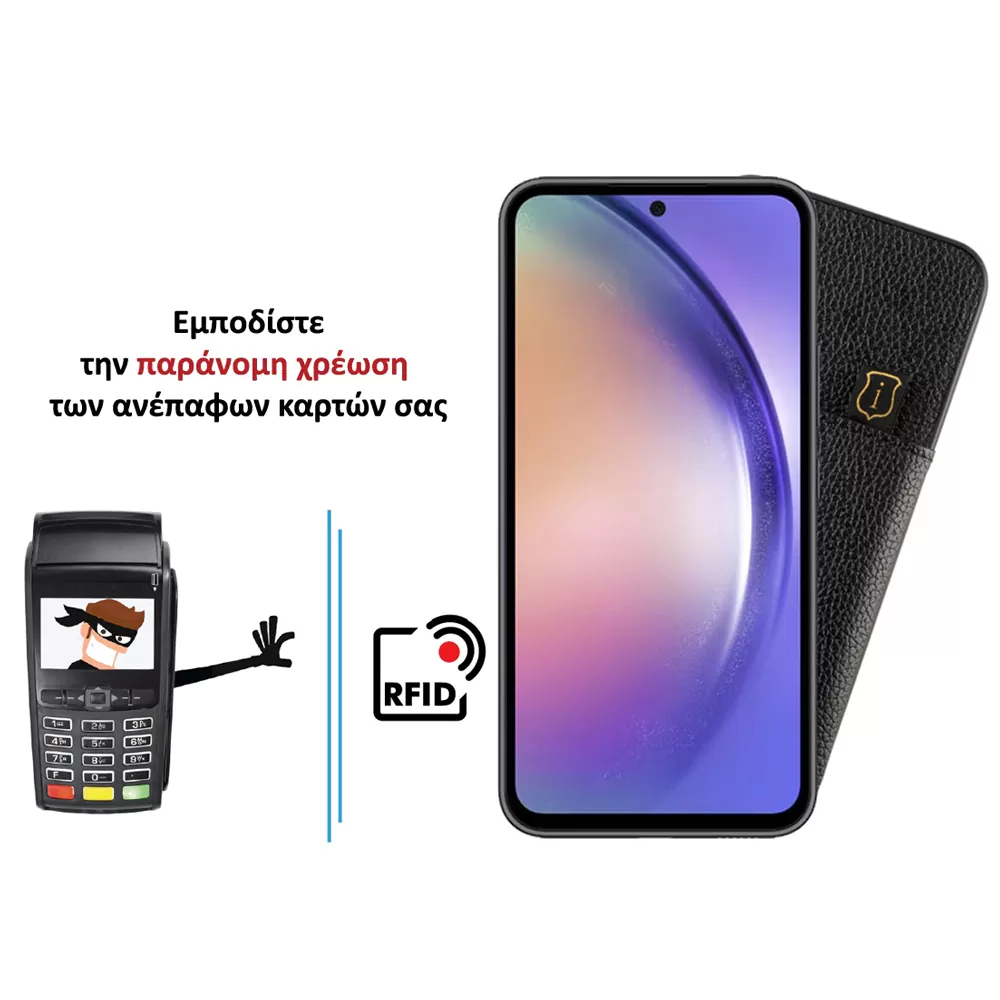 IDOL 1991 ΘΗΚΗ SAMSUNG A54 5G A546 6.4" ANTI-RFID LEATHER SMART WALLET CAMERA GUARD BLACK - Image 4