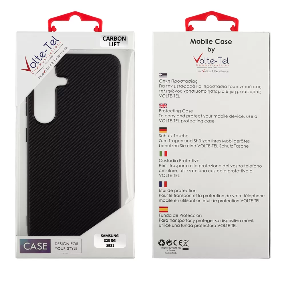 VOLTE-TEL ΘΗΚΗ SAMSUNG S25 5G S931 6.2" CARBON LIFT CAMERA GUARD BLACK - Image 2