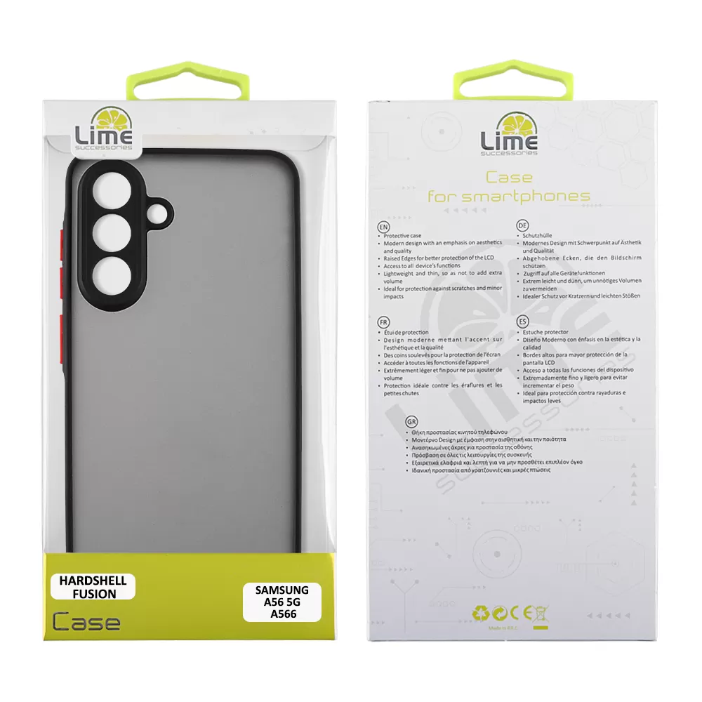 LIME ΘΗΚΗ SAMSUNG A56 5G A566 6.7" HARDSHELL FUSION FULL CAMERA PROTECTION BLACK WITH RED KEYS - Image 2