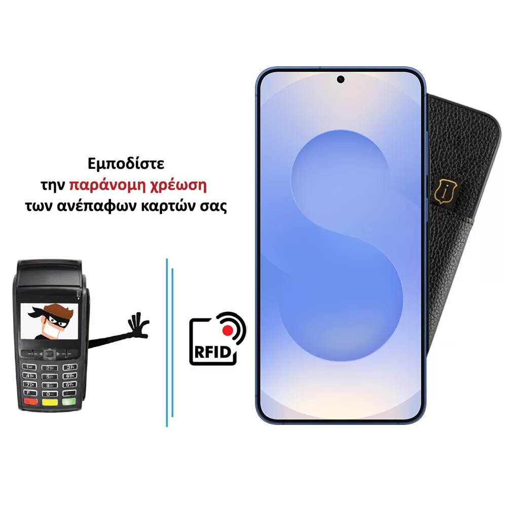 IDOL 1991 ΘΗΚΗ SAMSUNG S25 5G S931 6.2" ANTI-RFID LEATHER SMART WALLET CAMERA GUARD BLACK - Image 4