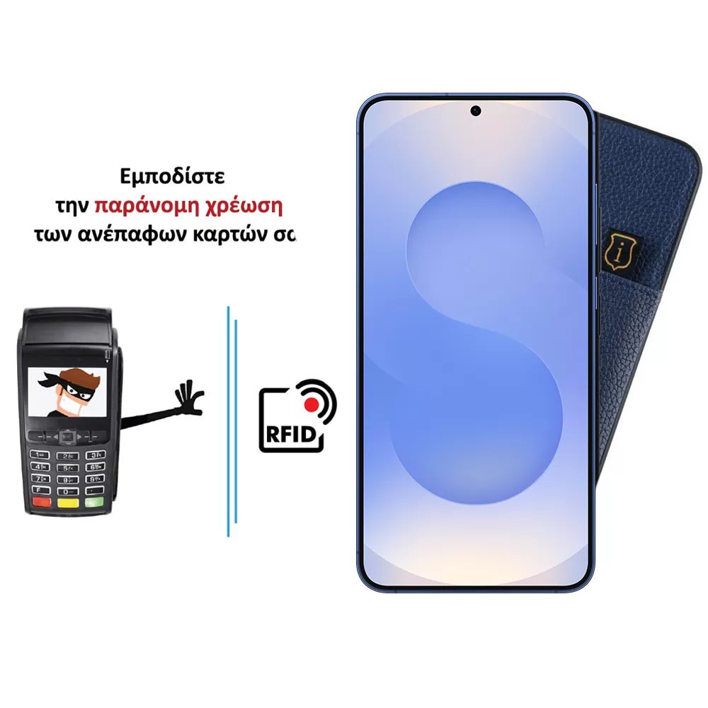 IDOL 1991 ΘΗΚΗ SAMSUNG S25 5G S931 6.2" ANTI-RFID LEATHER SMART WALLET CAMERA GUARD BLUE - Image 4