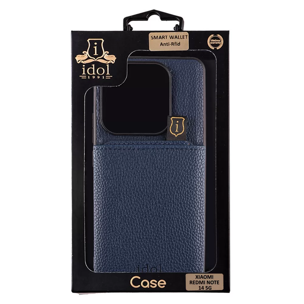 IDOL 1991 ΘΗΚΗ XIAOMI REDMI NOTE 14 5G 6.67" ANTI-RFID LEATHER SMART WALLET CAMERA GUARD BLUE - Image 2