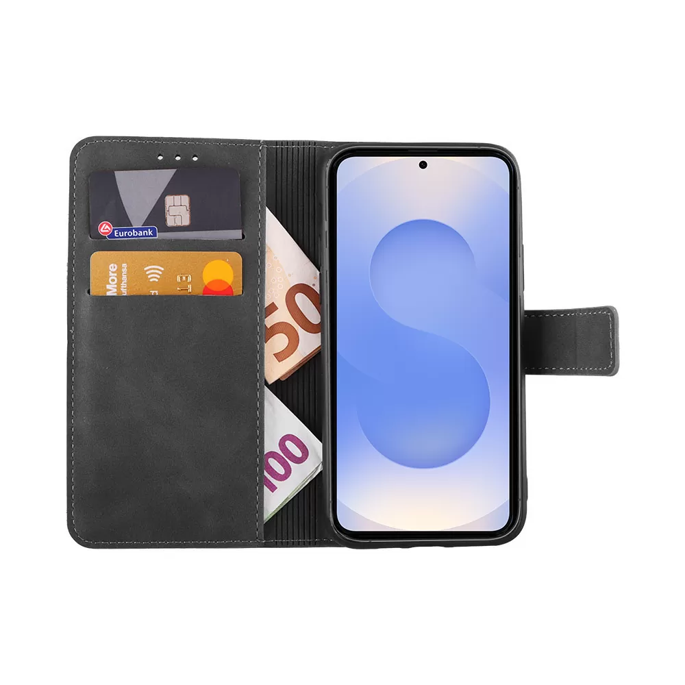 LIME ΘΗΚΗ SAMSUNG S25 5G S931 6.2" ESSENTIAL MAGNET BOOK STAND CLIP GREY - Image 5