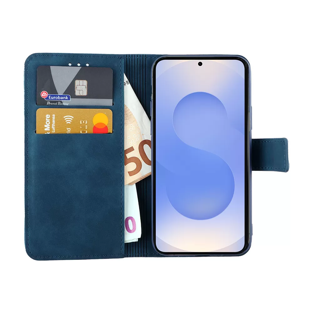 LIME ΘΗΚΗ SAMSUNG S25 5G S931 6.2" ESSENTIAL MAGNET BOOK STAND CLIP DARK BLUE - Image 5
