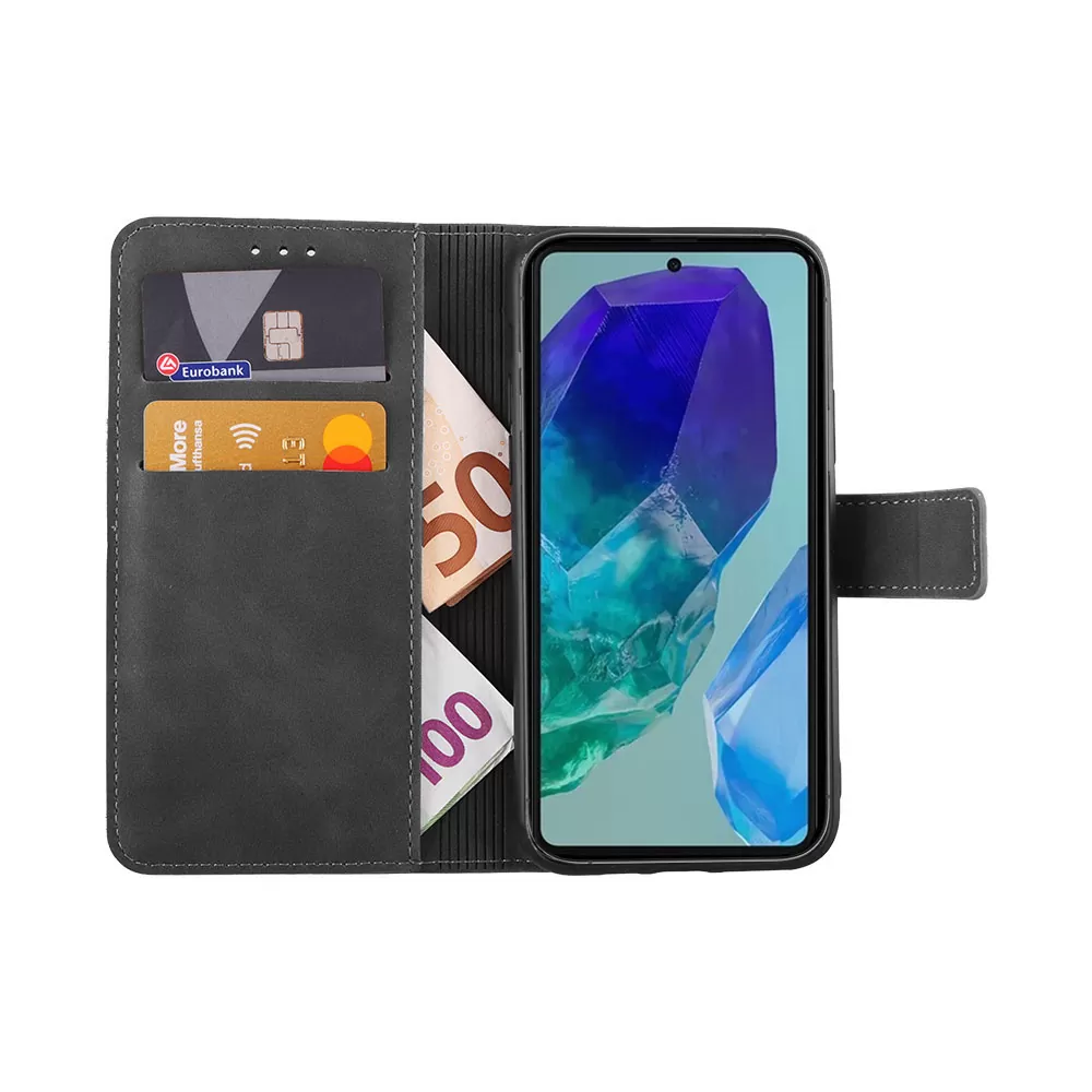 LIME ΘΗΚΗ SAMSUNG M55 5G M556 6.7" ESSENTIAL MAGNET BOOK STAND CLIP GREY - Image 5