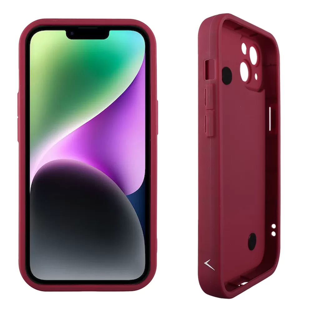 VOLTE-TEL ΘΗΚΗ IPHONE 14 6.1" SILICON TPU WITH STRAP FULL CAMERA PROTECTION BURGUNDY WITH RED HEARTS - Image 4