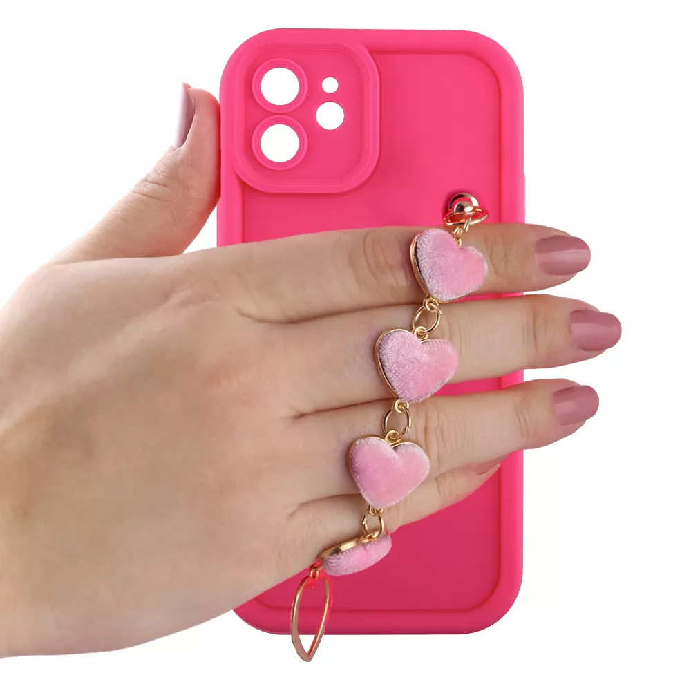 VOLTE-TEL ΘΗΚΗ IPHONE 11 6.1" SILICON TPU WITH STRAP FULL CAMERA PROTECTION PINK WITH PINK HEARTS - Image 5