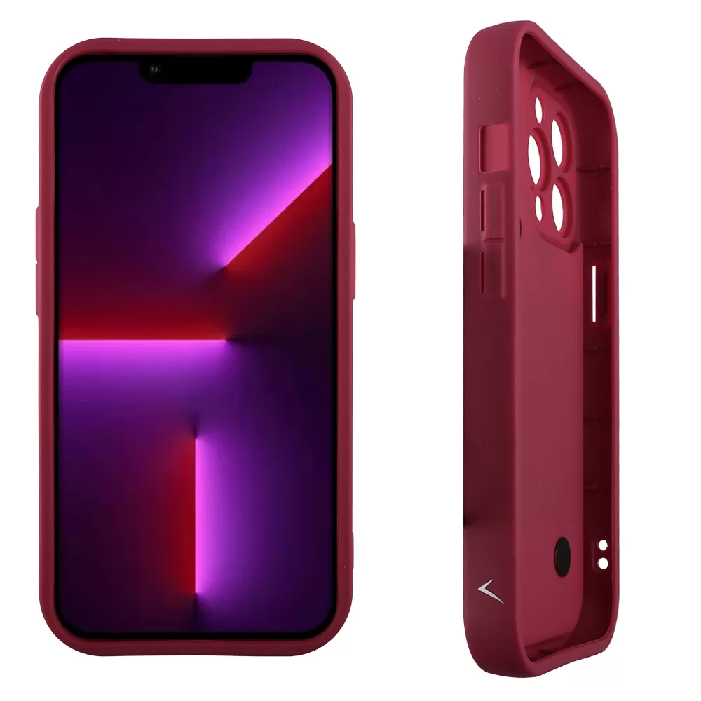 VOLTE-TEL ΘΗΚΗ IPHONE 13 PRO 6.1" SILICON TPU WITH STRAP FULL CAMERA PROTECTION BURGUNDY WITH RED HEARTS - Image 4