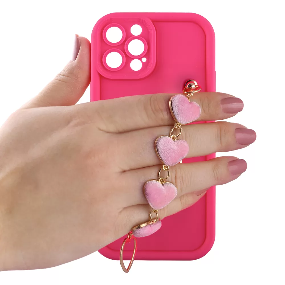 VOLTE-TEL ΘΗΚΗ IPHONE 12 PRO 6.1" SILICON TPU WITH STRAP FULL CAMERA PROTECTION PINK WITH PINK HEARTS - Image 5