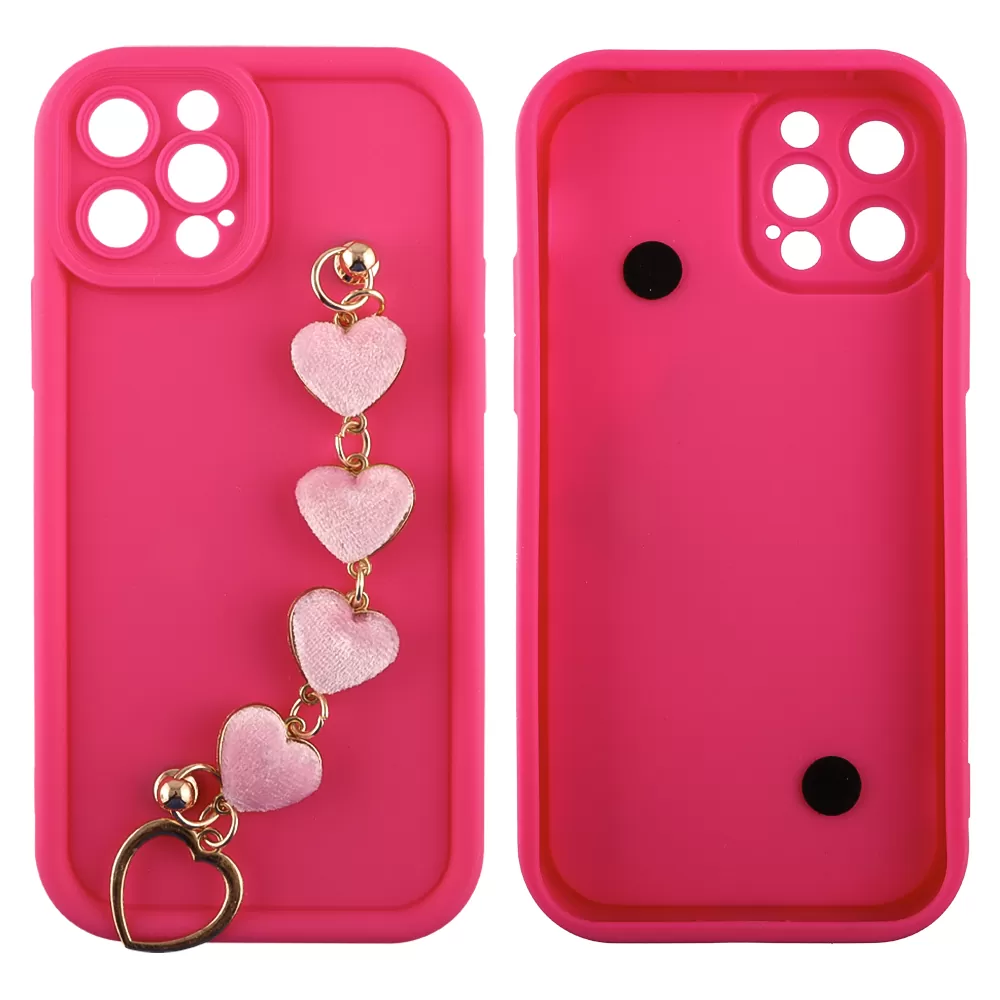 VOLTE-TEL ΘΗΚΗ IPHONE 12 PRO 6.1" SILICON TPU WITH STRAP FULL CAMERA PROTECTION PINK WITH PINK HEARTS - Image 3
