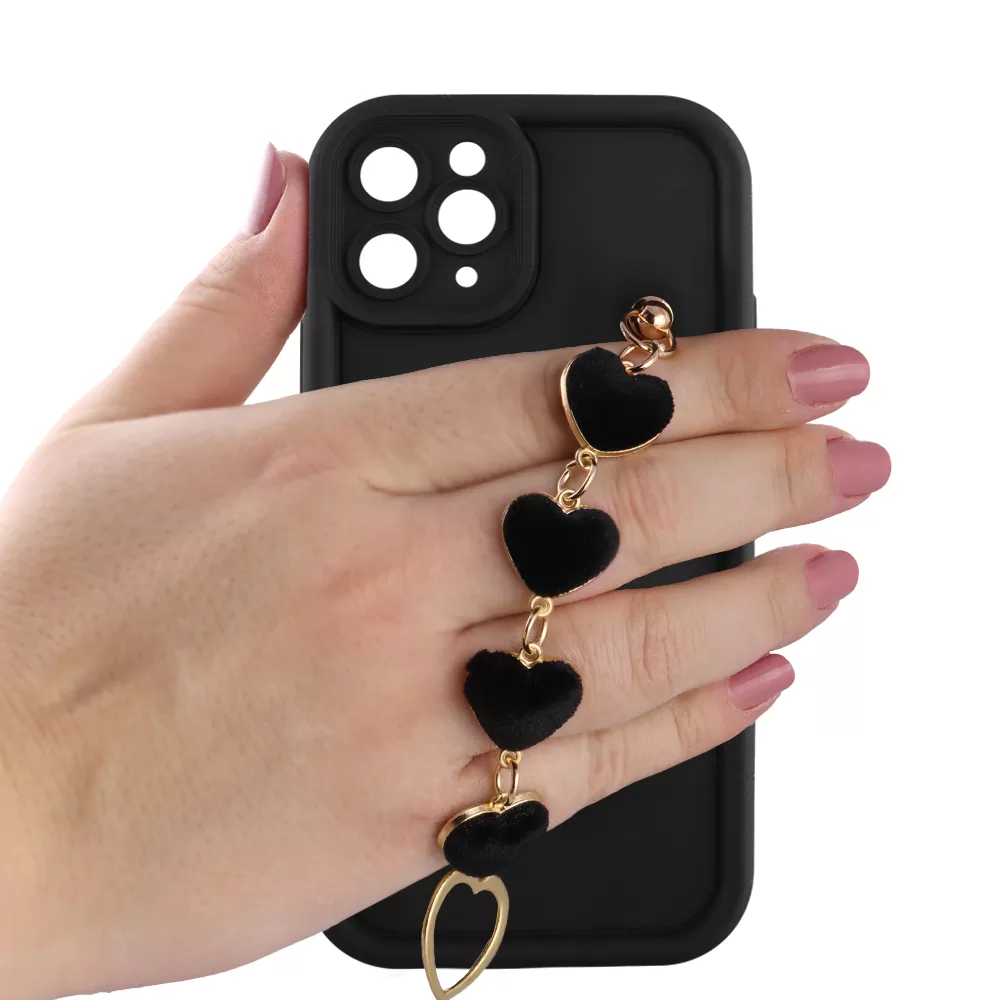 VOLTE-TEL ΘΗΚΗ IPHONE 11 PRO 5.8" SILICON TPU WITH STRAP FULL CAMERA PROTECTION BLACK WITH BLACK HEARTS - Image 5