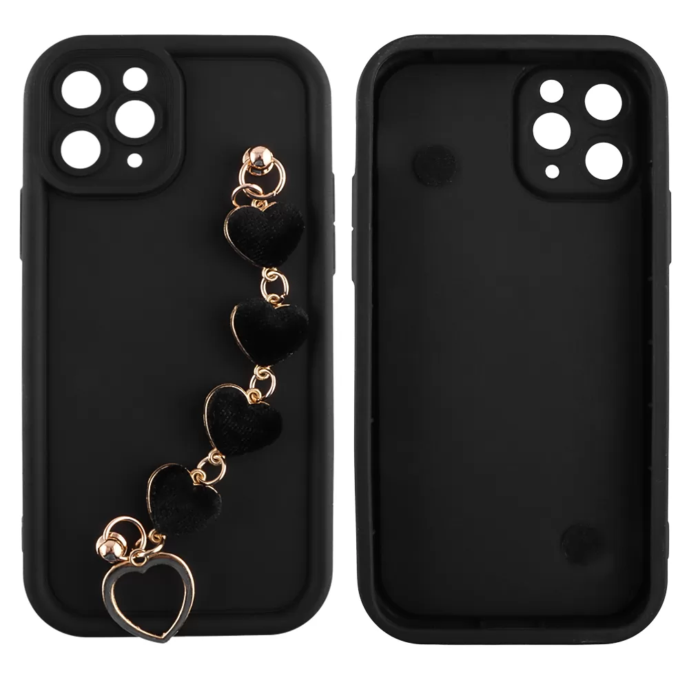 VOLTE-TEL ΘΗΚΗ IPHONE 11 PRO 5.8" SILICON TPU WITH STRAP FULL CAMERA PROTECTION BLACK WITH BLACK HEARTS - Image 3