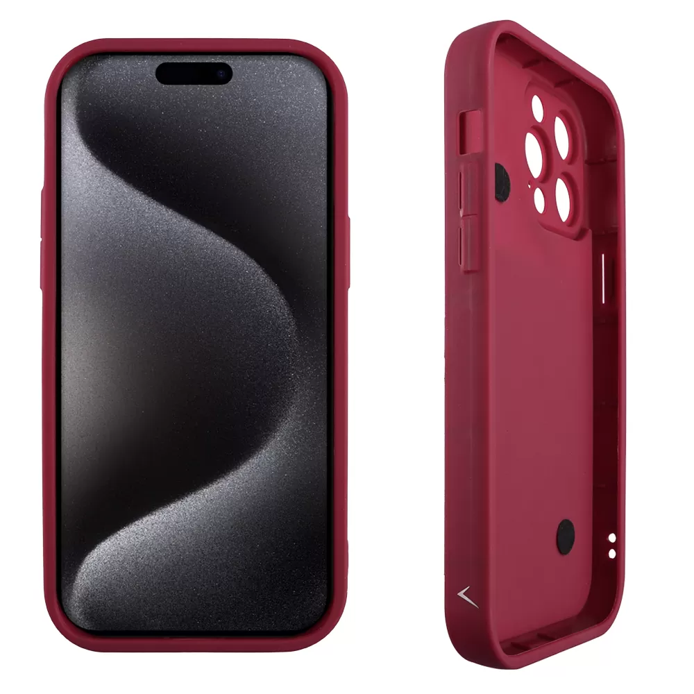 VOLTE-TEL ΘΗΚΗ IPHONE 15 PRO MAX 6.7" SILICON TPU WITH STRAP FULL CAMERA PROTECTION BURGUNDY WITH RED HEARTS - Image 4