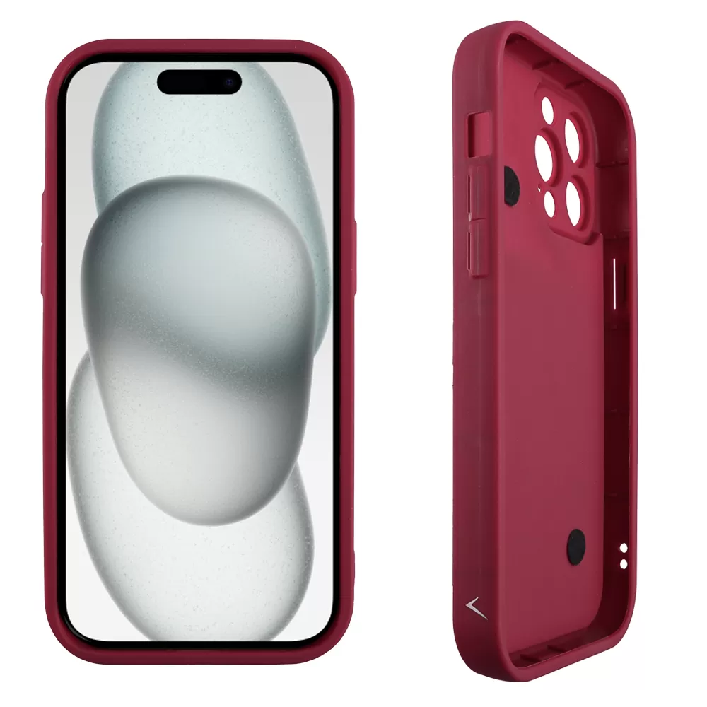 VOLTE-TEL ΘΗΚΗ IPHONE 15 PRO 6.1" SILICON TPU WITH STRAP FULL CAMERA PROTECTION BURGUNDY WITH RED HEARTS - Image 4
