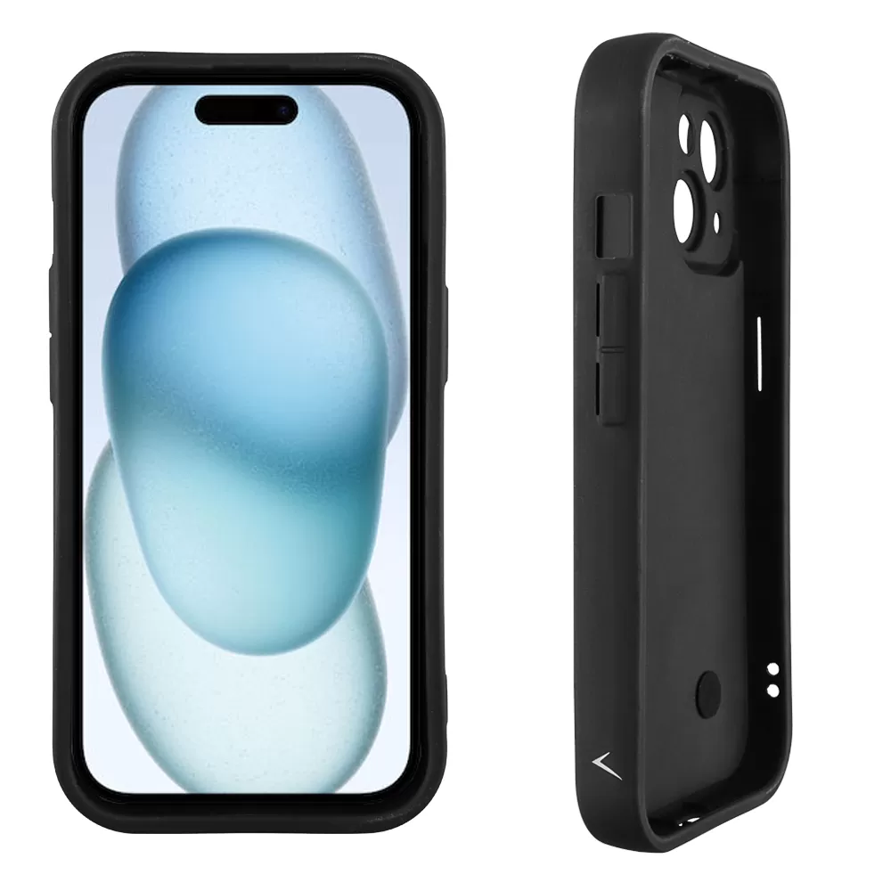 VOLTE-TEL ΘΗΚΗ IPHONE 15 6.1" SILICON TPU WITH STRAP FULL CAMERA PROTECTION BLACK WITH BLACK HEARTS - Image 4