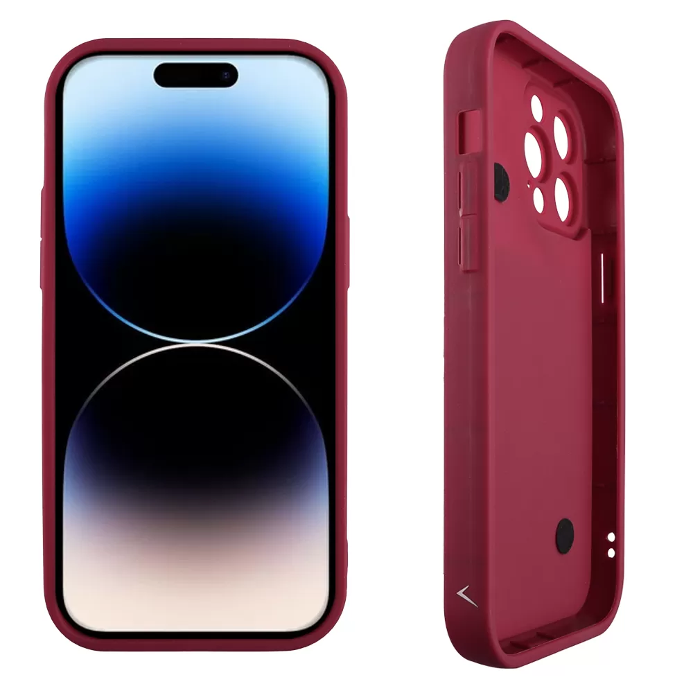 VOLTE-TEL ΘΗΚΗ IPHONE 14 PRO MAX 6.7" SILICON TPU WITH STRAP FULL CAMERA PROTECTION BURGUNDY WITH RED HEARTS - Image 4